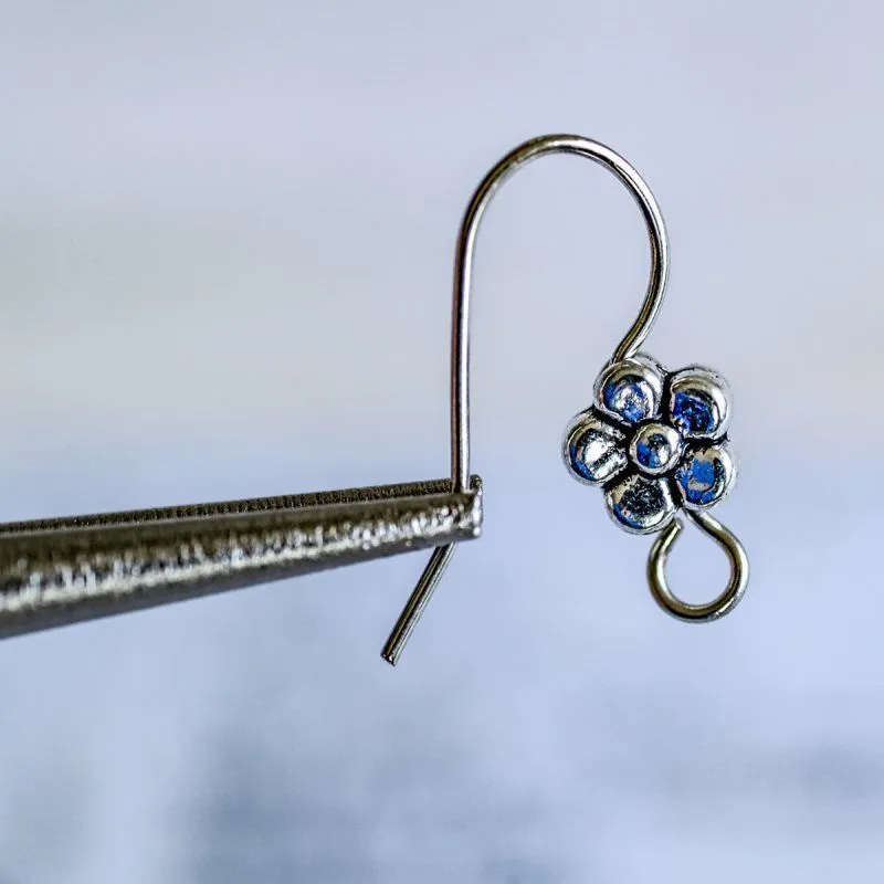 швензы "цветок", цвет античное серебро, 18х18х3 мм