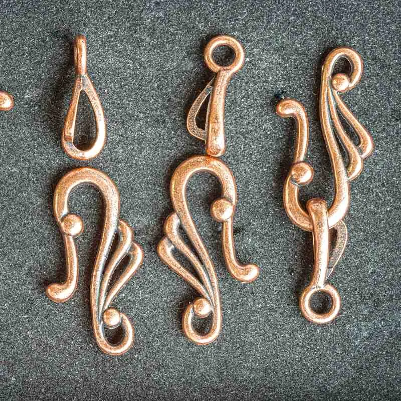 Замочки тоггл "скролл", цвет красная медь, 25x12x16 мм