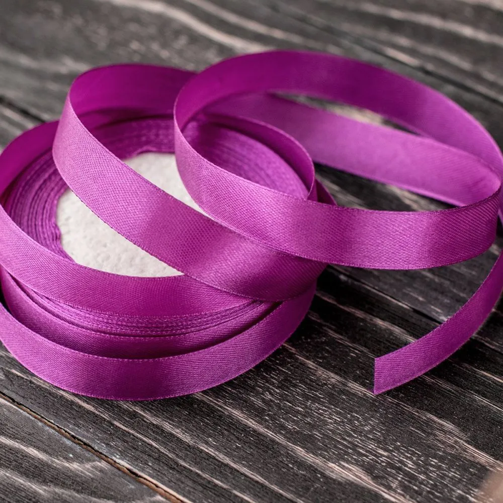 лента, атлас цвет фуксия, ширина 15 мм ленты