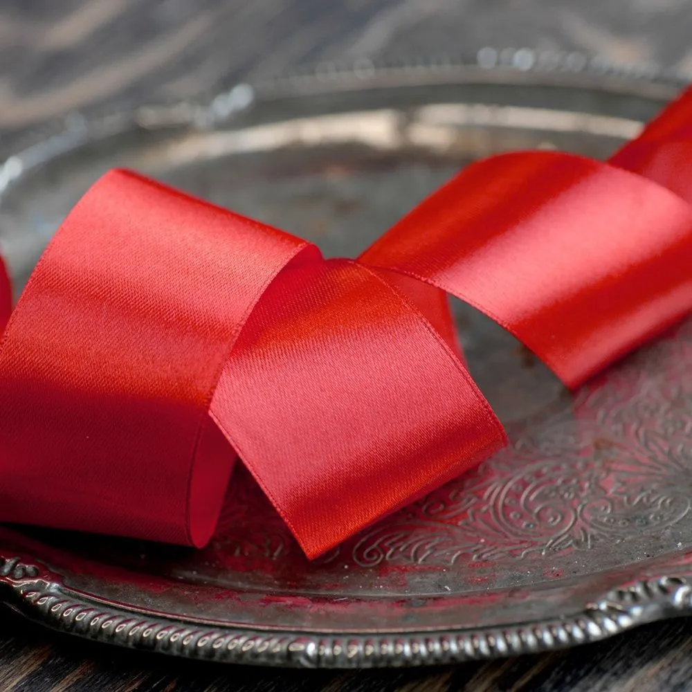 лента, атлас, цвет красный, ширина 40 мм ленты