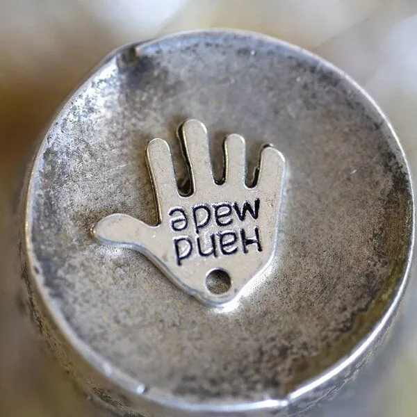 подвеска металлическая "hand made", цвет античное серебро, 12х10х1 мм