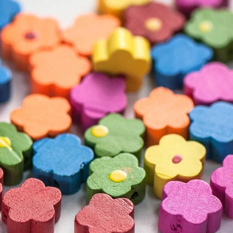 бусина дерево "цветочек", цветовой микс, 12х5 мм