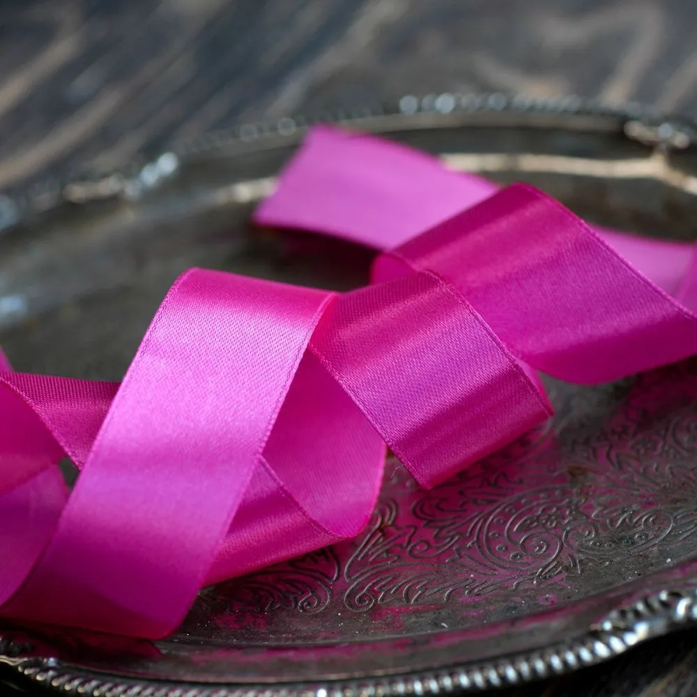 лента, атлас, цвет фуксия, ширина 25 мм ленты