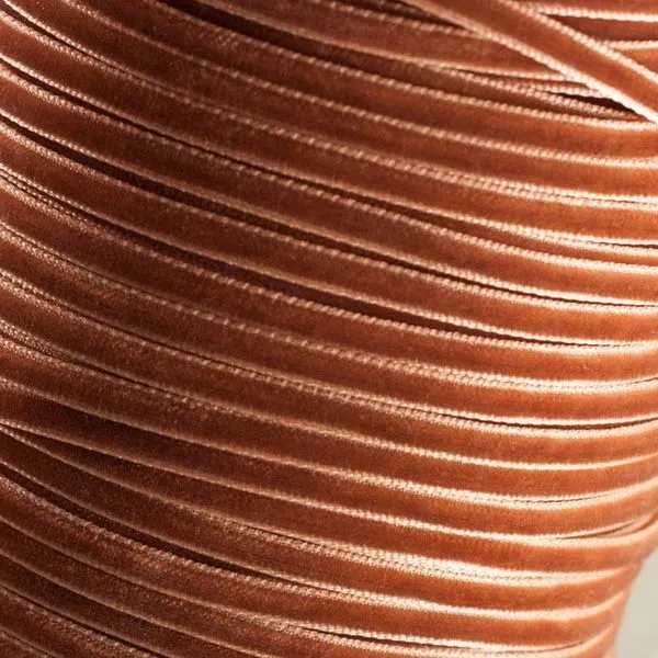 лента, бархат, цвет коньячный, ширина 3 мм ленты