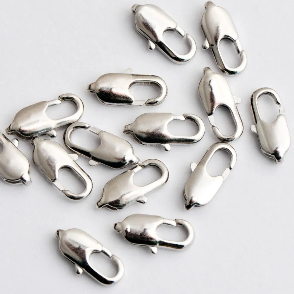 Замочки замочек-лобстер прямоугольный, цвет платина, 12x4.5 мм