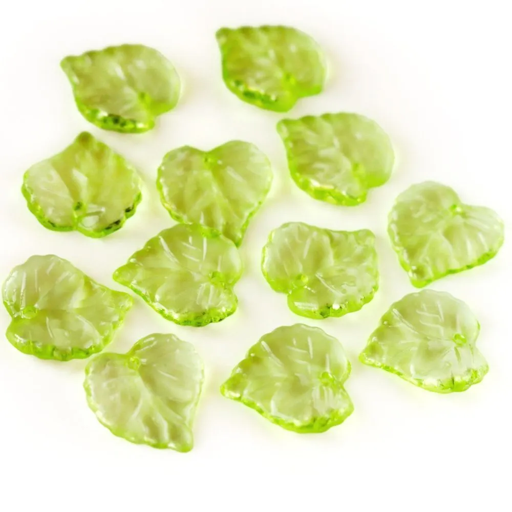 подвеска акриловая "листик", цвет зеленый, 15х15х2 мм