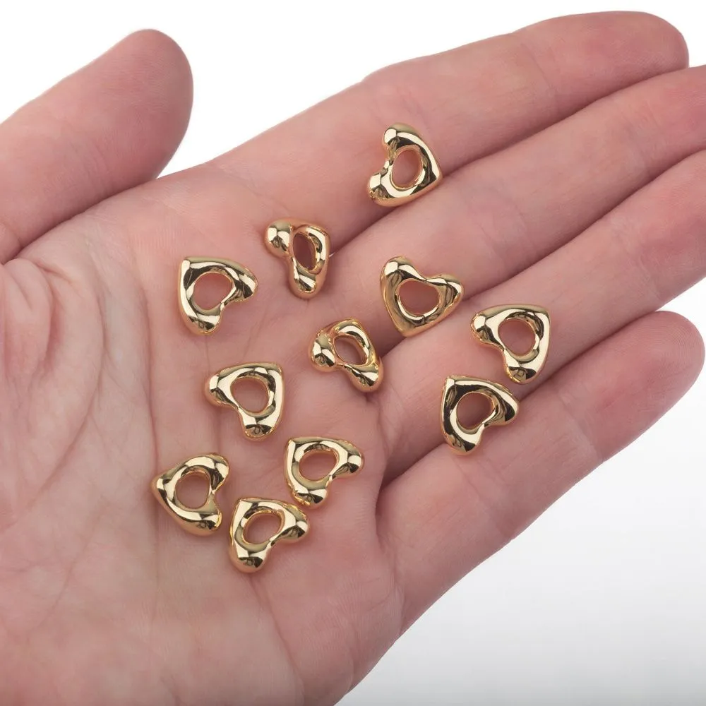 подвеска металл "сердце", позолота, 10x11x4 мм