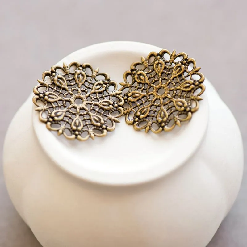 коннектор "филигрань салфетка", цвет античная бронза, 25х1х2 мм