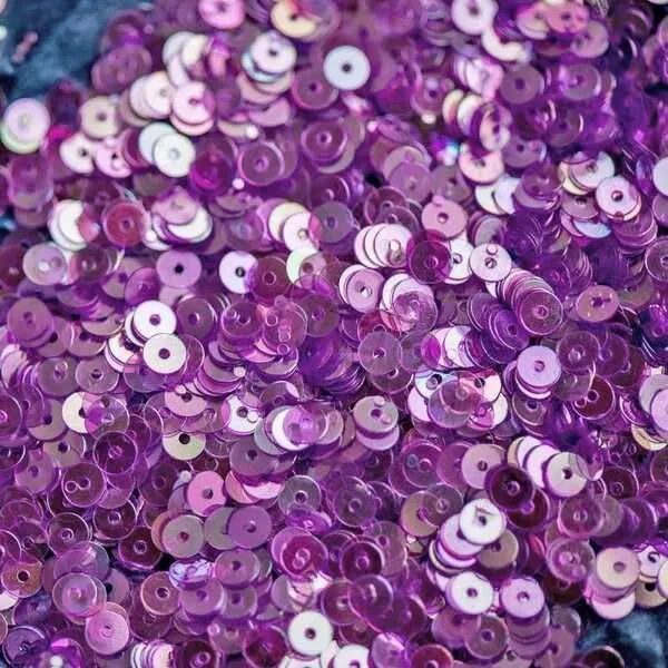 пайетки плоские, фиолетовый перламутр радужный, 4 мм 