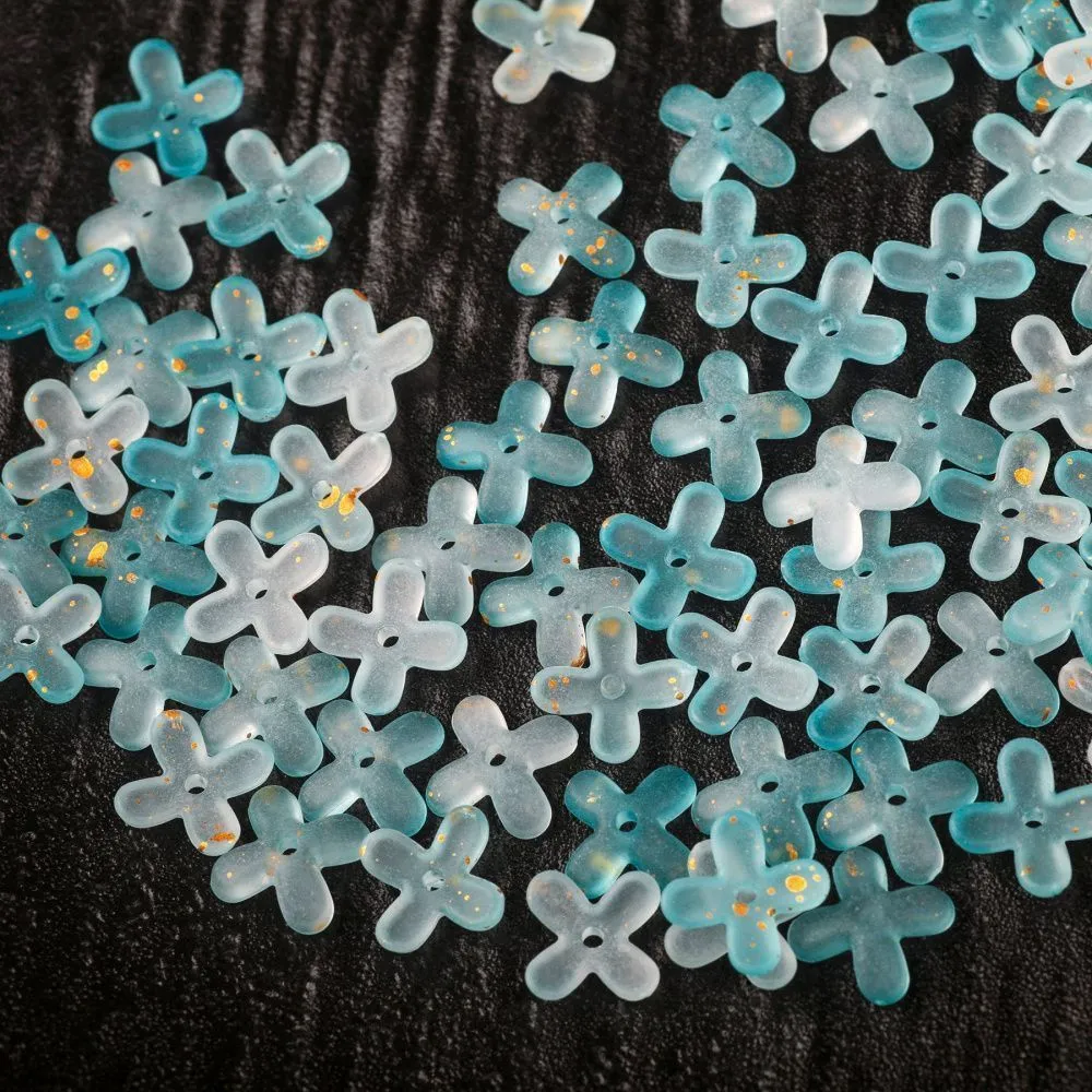 бусина, акрил "клематис", матовая, цвет аквамариновый, 11.5x11.5x3 мм