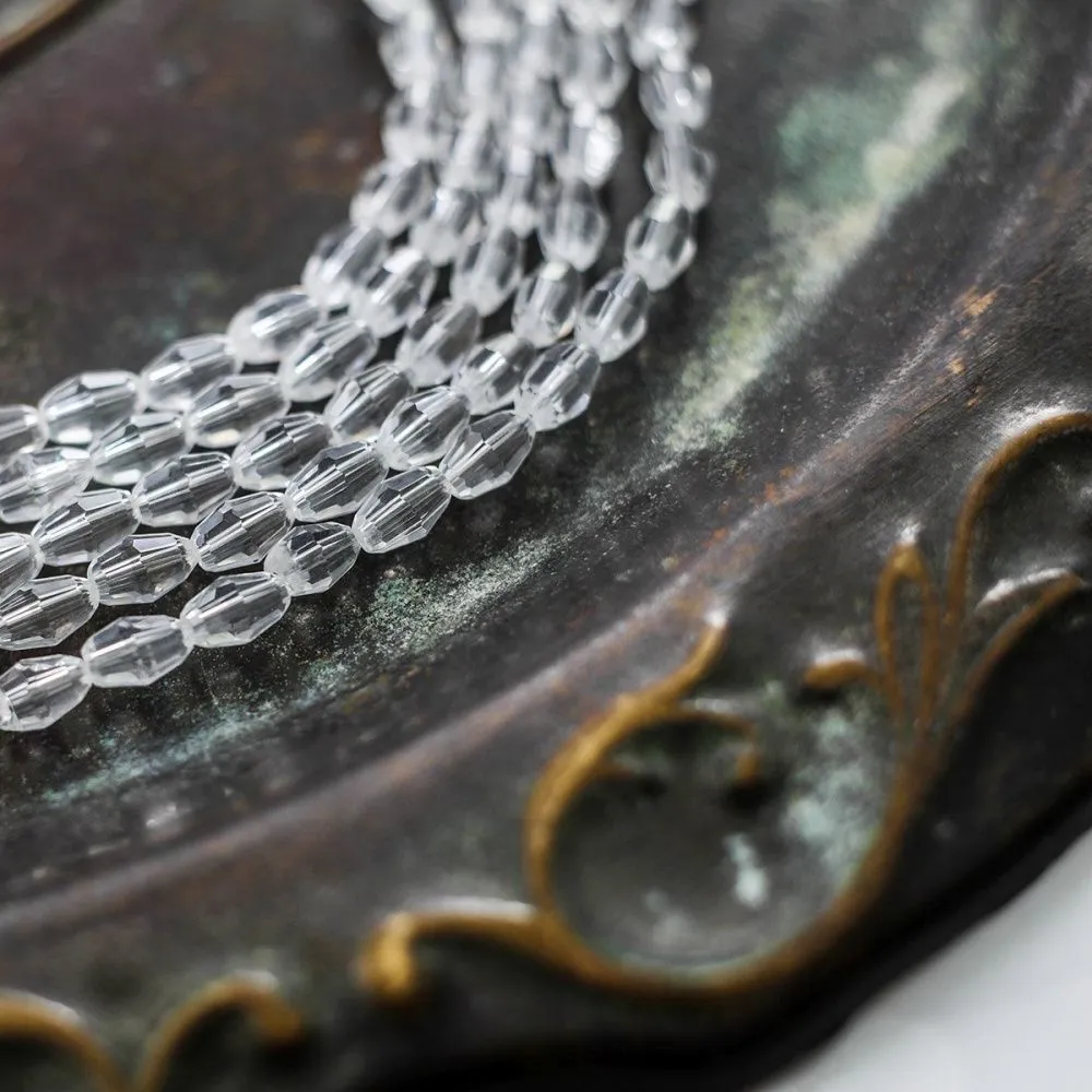 бусина, стекло овальная, граненая, цвет прозрачный, 6х4 мм