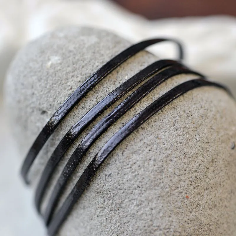 шнур, имитация кожи, плоский, цвет коричневый, 2х1 мм