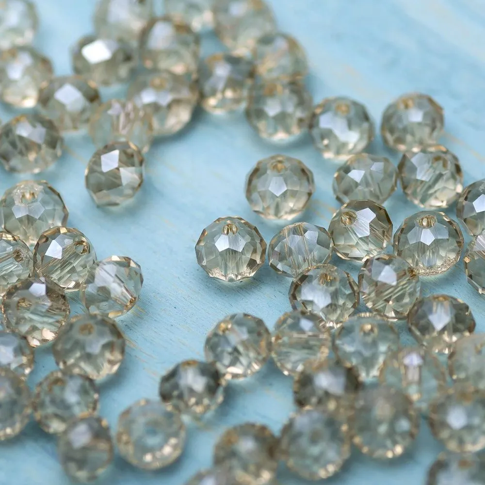 бусина, стекло абакус 6, граненая, цвет шампанского, 6х4 мм