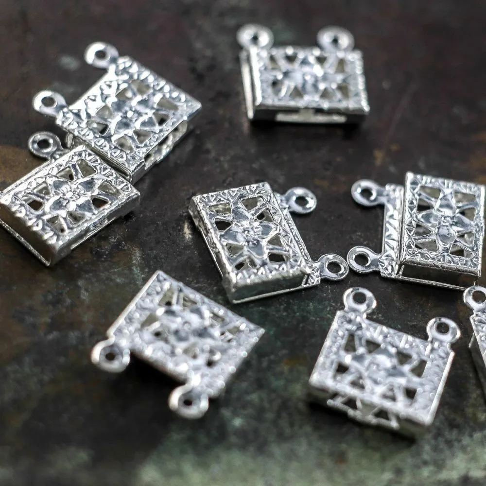 замок для украшений "фрейм", 304 stainless steel, цвет серебро, 15x10x3 мм