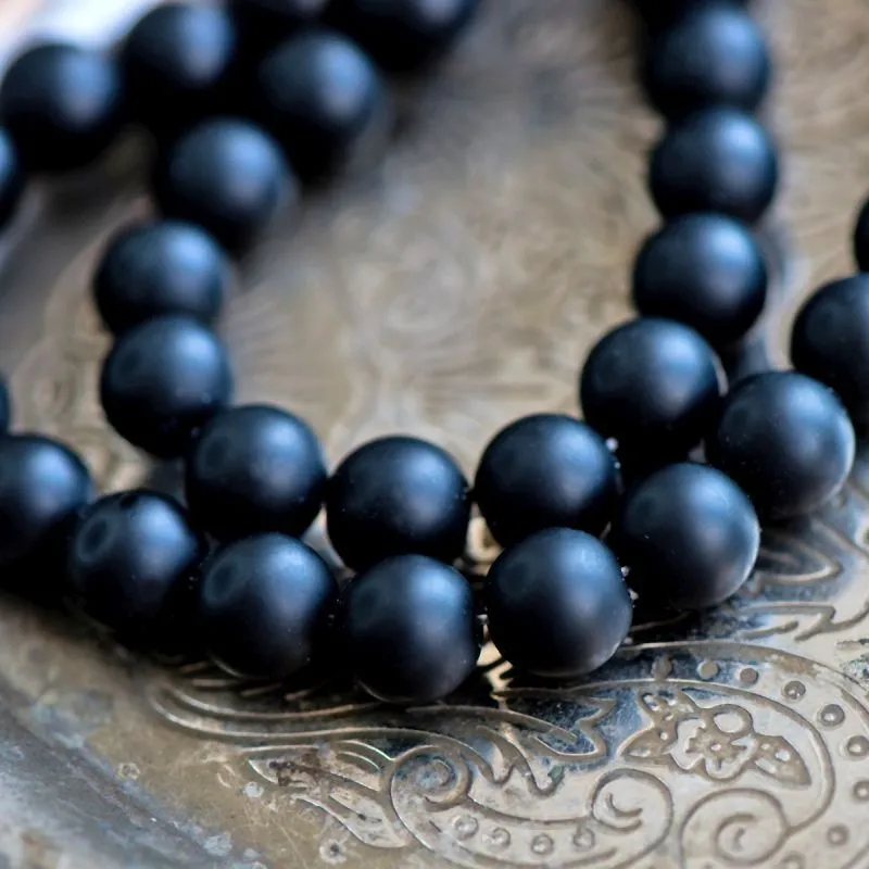 бусина, стекло 10, матовая, цвет черный, 10 мм