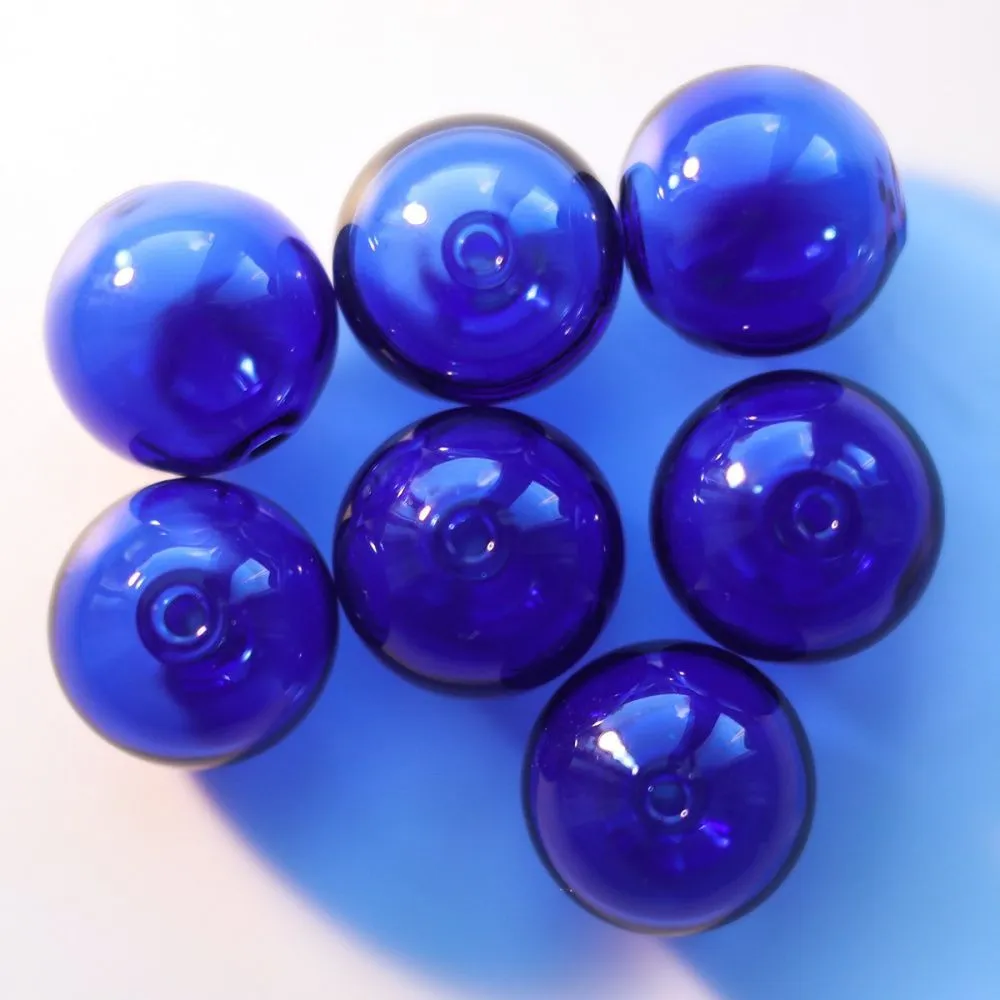 бусина, лэмпворк "шар", синий, 14 мм