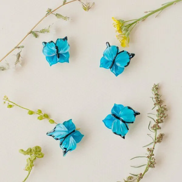 бусина, мурано "бабочка", фигурная, темно-голубой, 20х20 мм