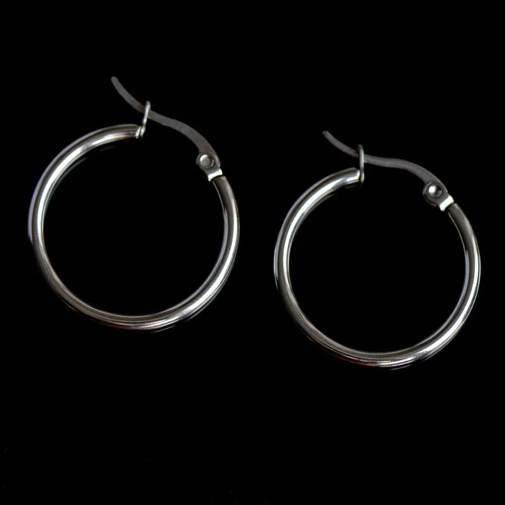 швензы "раунд", сталь гипоаллергенная, цвет стальной, 27x24x2 мм