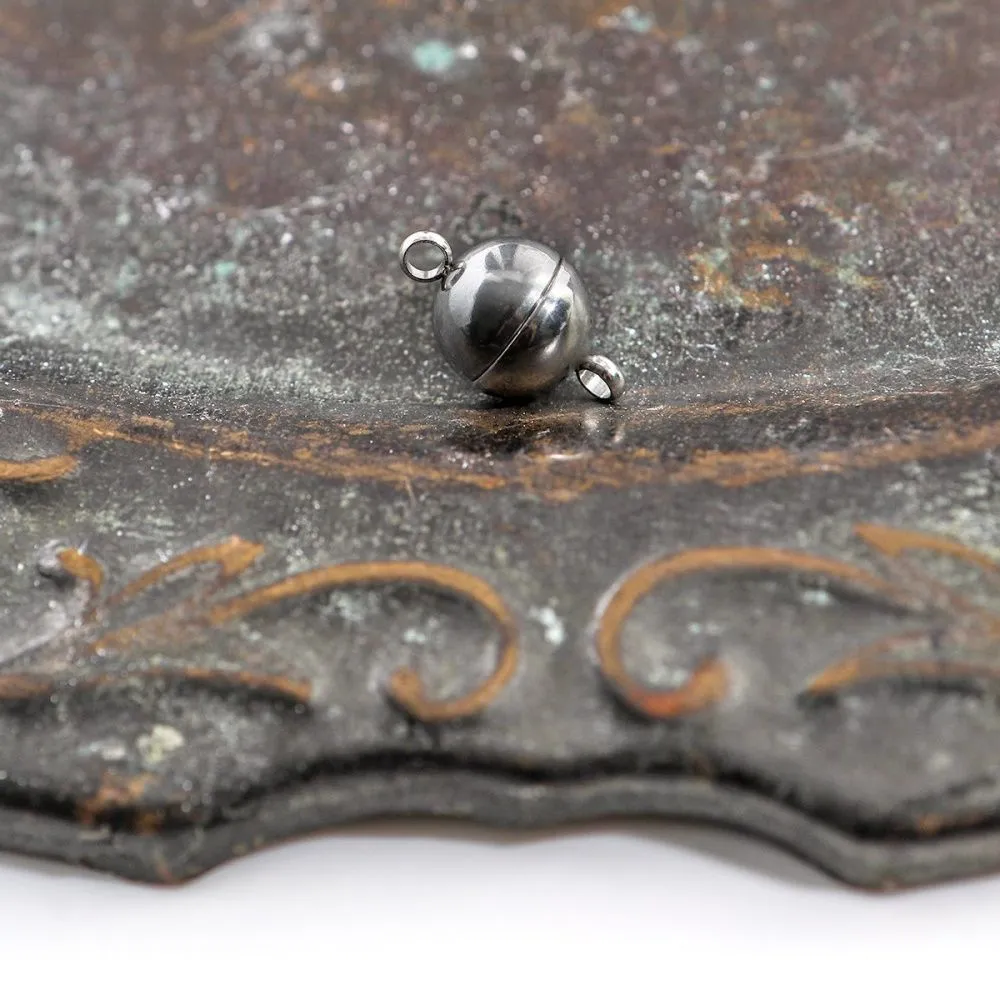 застежка магнитная "шарик", 201 stainless steel, цвет стальной, 17x10x10 мм