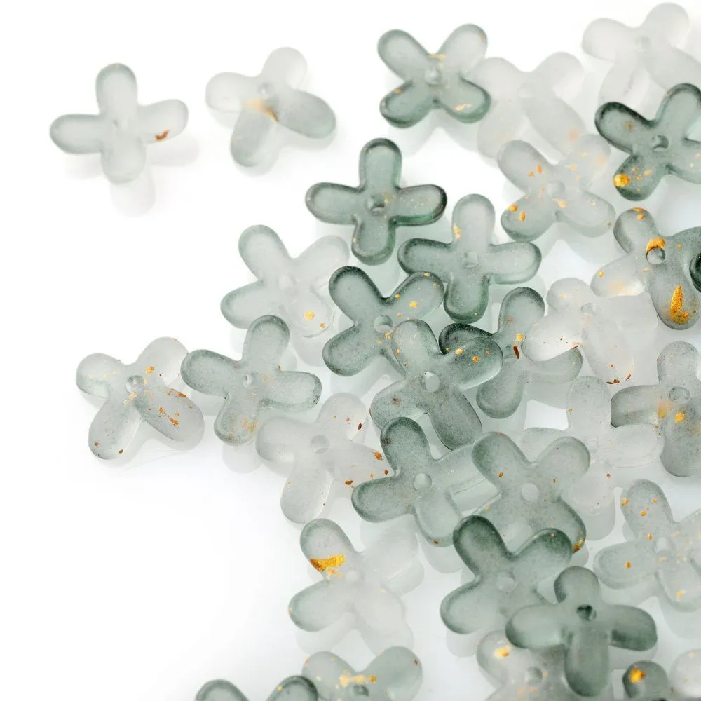 бусина, акрил "клематис", матовая, цвет полынный, 11.5x11.5x3 мм