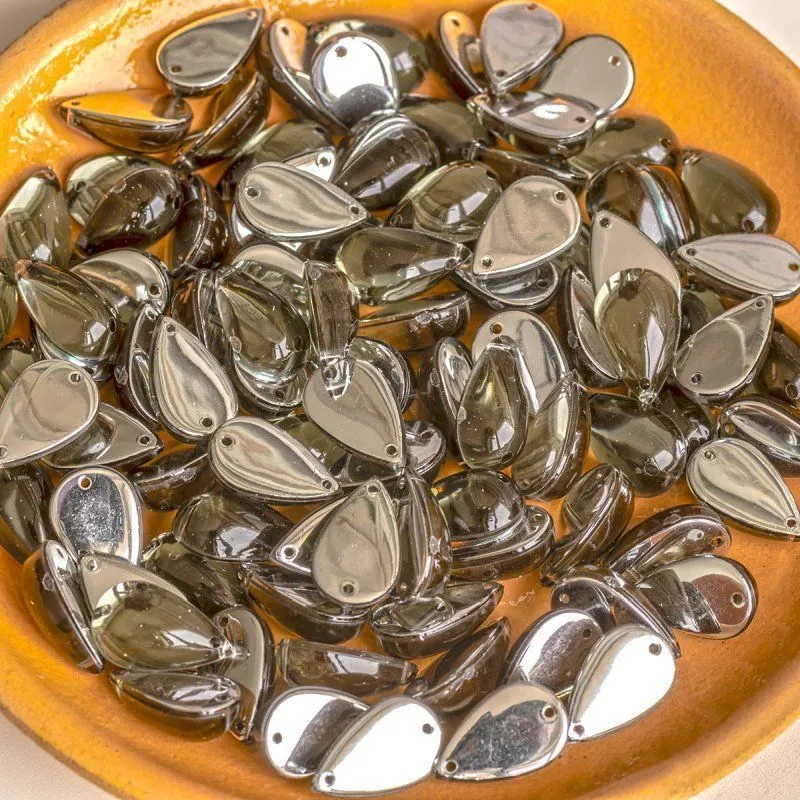 стразы пришивные "капля", акрил, цвет платина, 15х9х6 мм