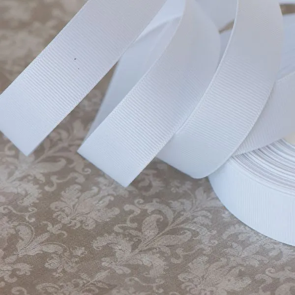 лента репсовая, цвет белый, ширина 20 мм ленты