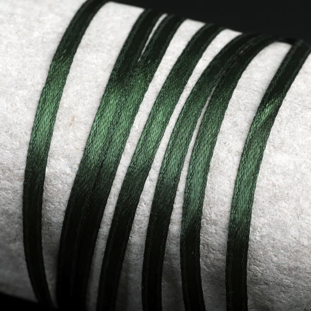 лента, атлас, цвет темно-зеленый, ширина 3 мм ленты