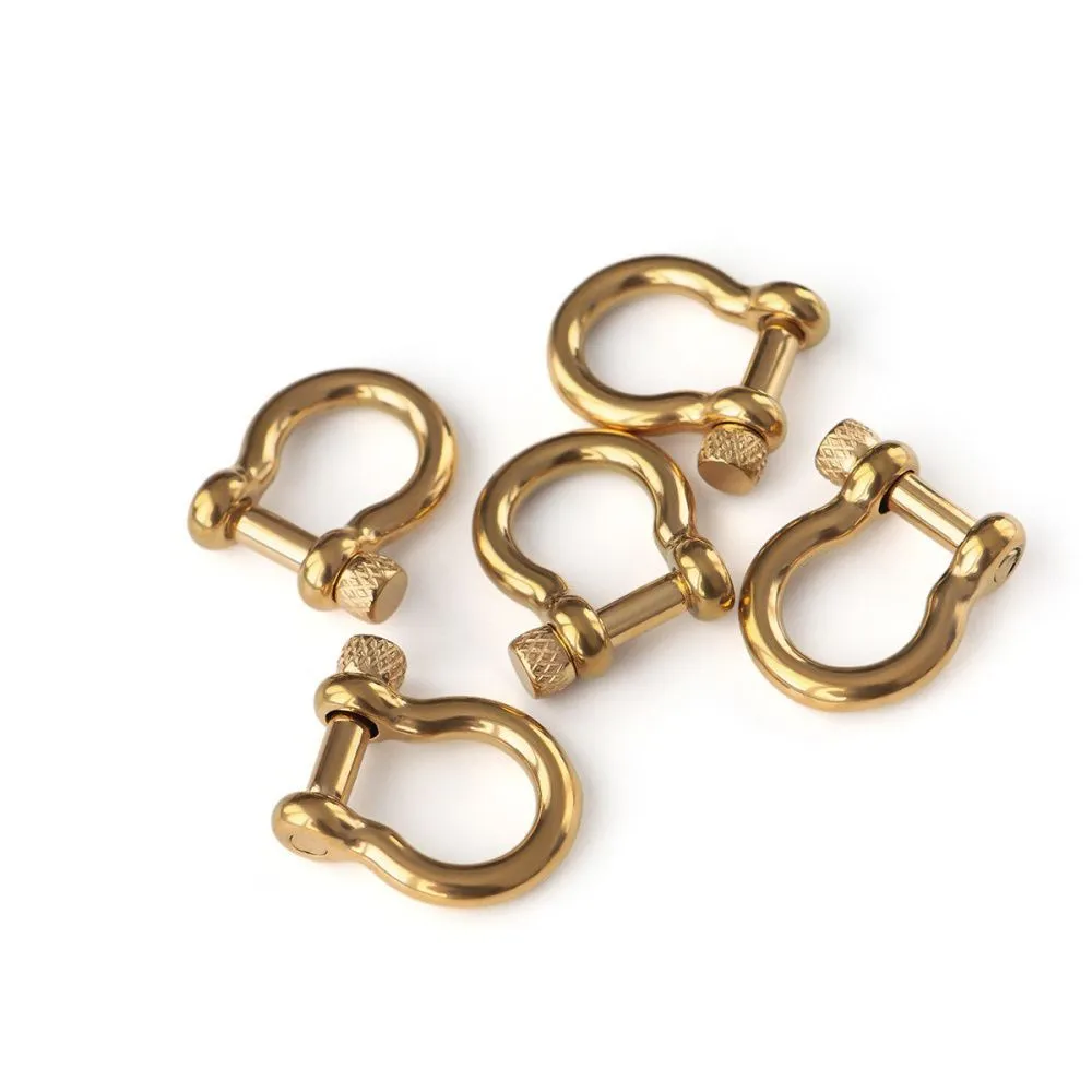 замочек-карабин "скоба", 304 stainless steel, цвет золото, 24.7x22 мм