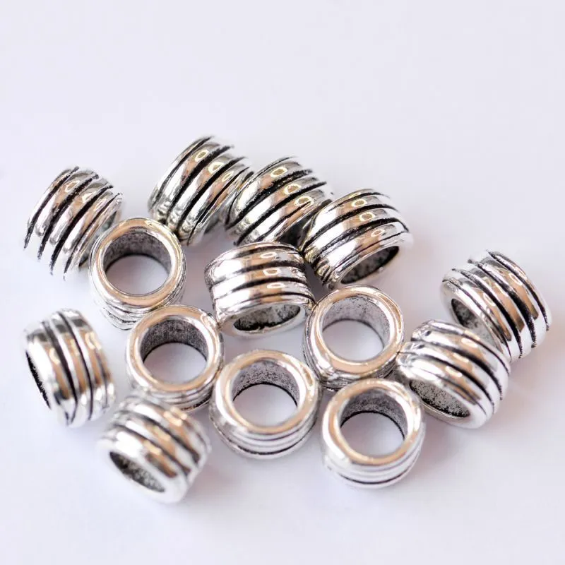 ес бусина металл "спираль", цвет античное серебро, 10x6x8.5 мм