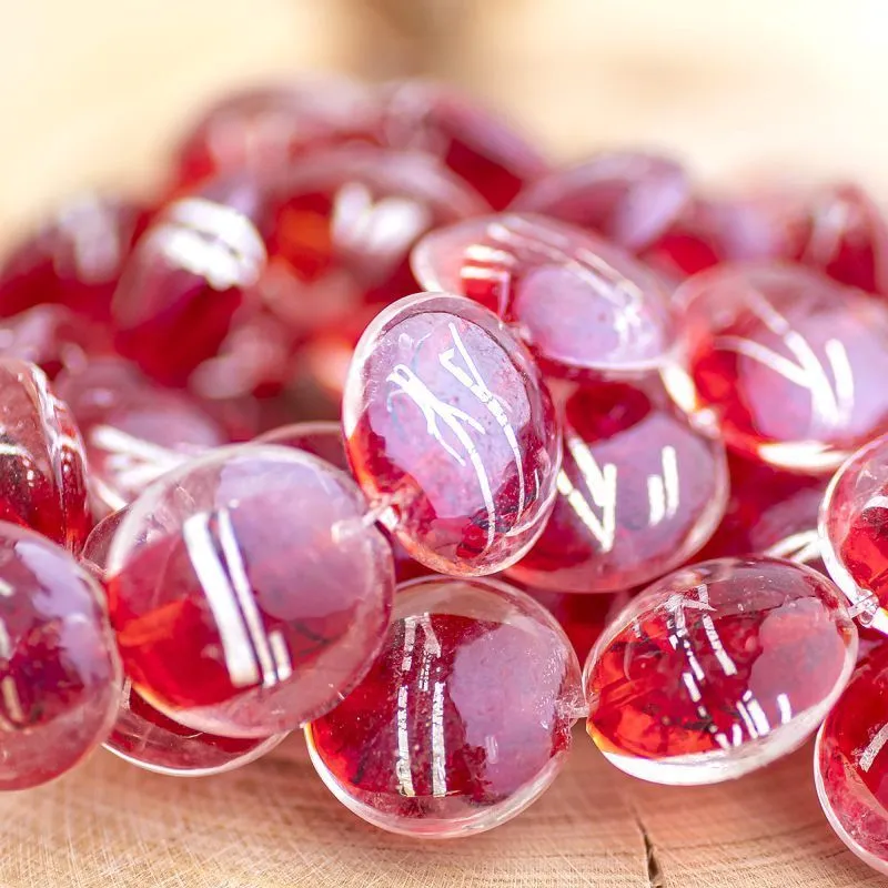 бусина, стекло с фольгой, плоская, красный, 20 мм (шт)