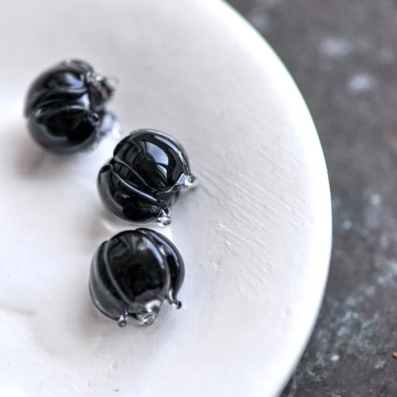 бусина, мурано "ландыш", черный, 7х7 мм