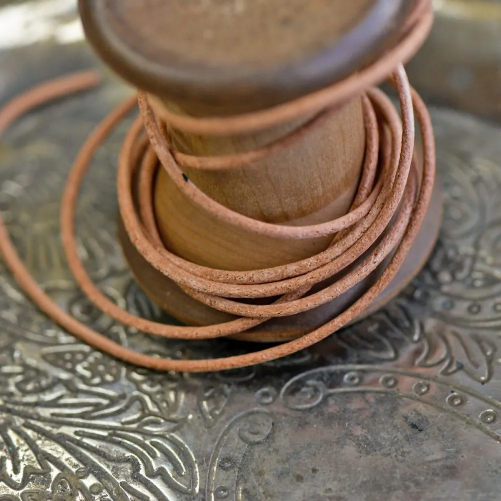 шнур кожаный, цвет бежево-коричневый, диаметр 1.5 мм