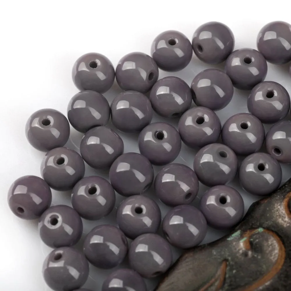 бусина, стекло 10, цвет сиреневый, 10 мм