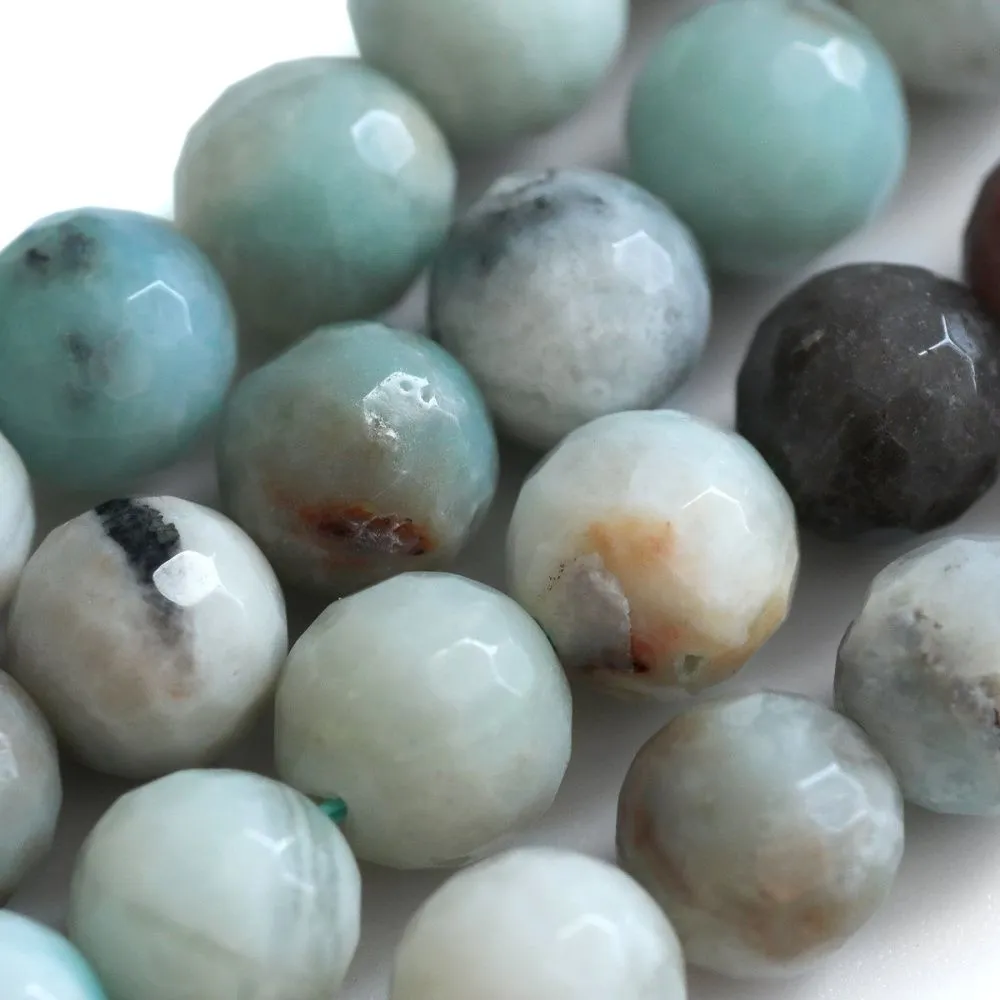 бусина амазонит граненая 8, цвет коричнево-зеленый, 8 мм