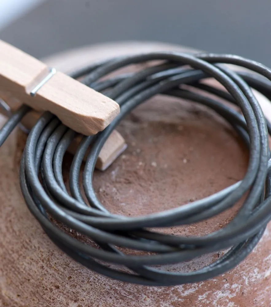 шнур кожаный, цвет серый, диаметр 1.5 мм