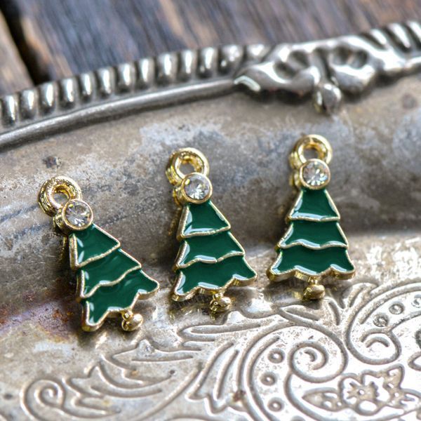 подвеска металлическая "елка рождественская", эмаль, цвет золото, 21x11x3 мм