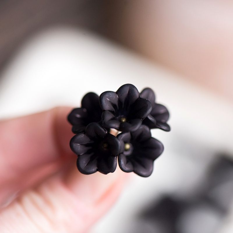 бусина, акрил "колокольчик", матовая, цвет черный, 14x10 мм