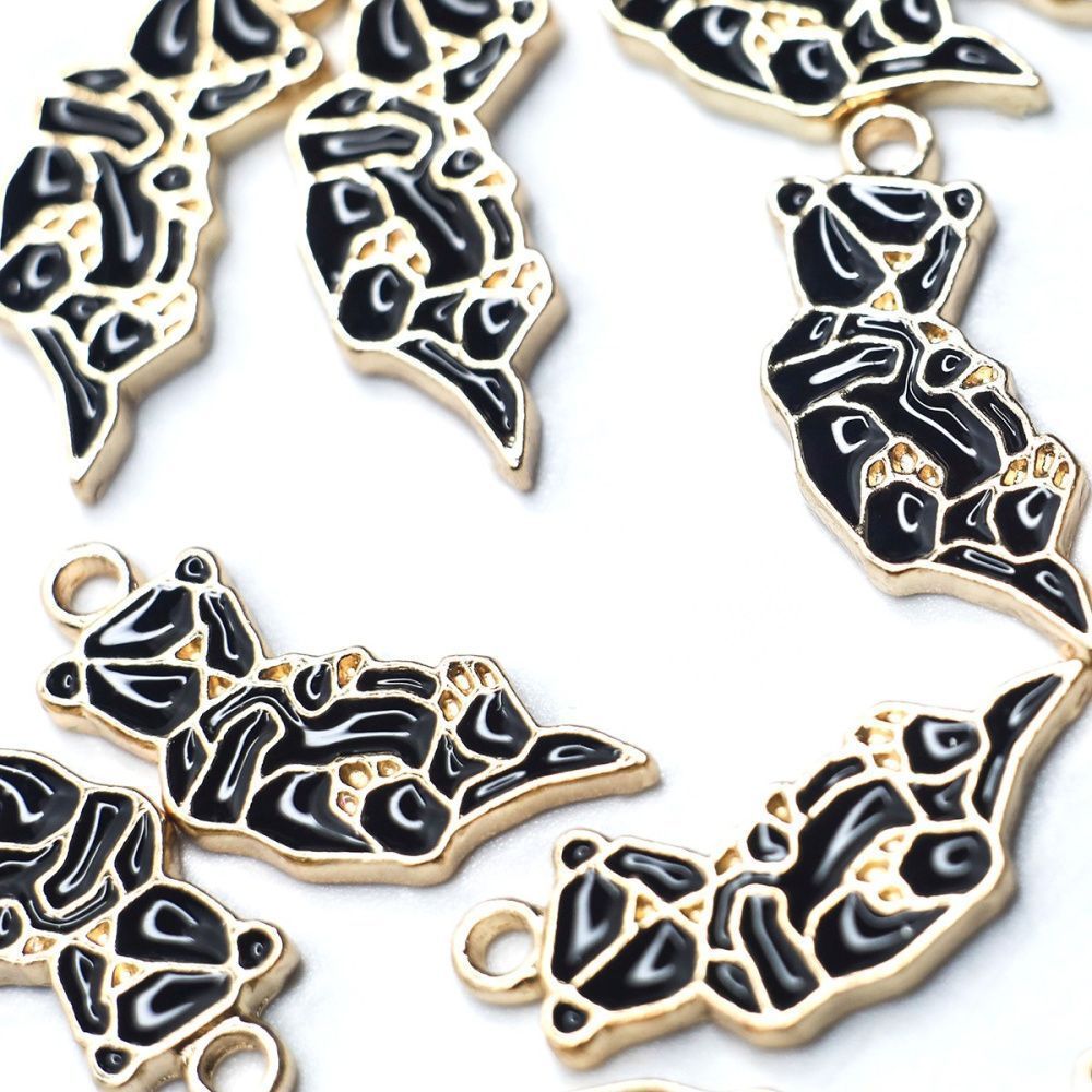 подвеска металлическая "геометрик кэт", эмаль, цвет черный, 24x10x2 мм