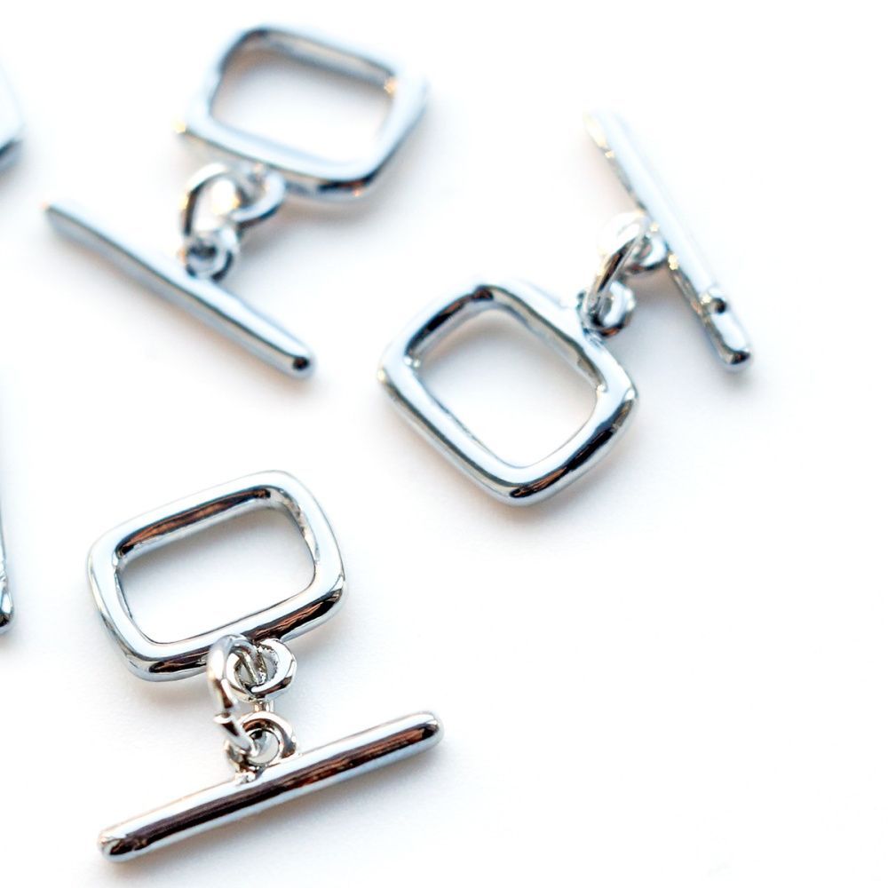 застежка-тоггл "квадро", покрытие платина, 11x10.5x1.5 мм