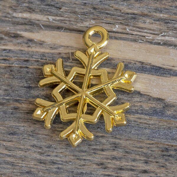 подвеска металлическая "снежинка новогодняя", цвет золото, 21x16x2 мм