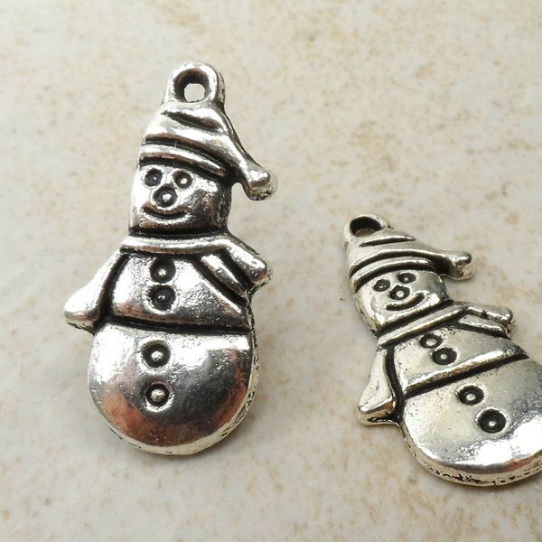 подвеска металлическая "снеговик", цвет античное серебро, 25х13 мм