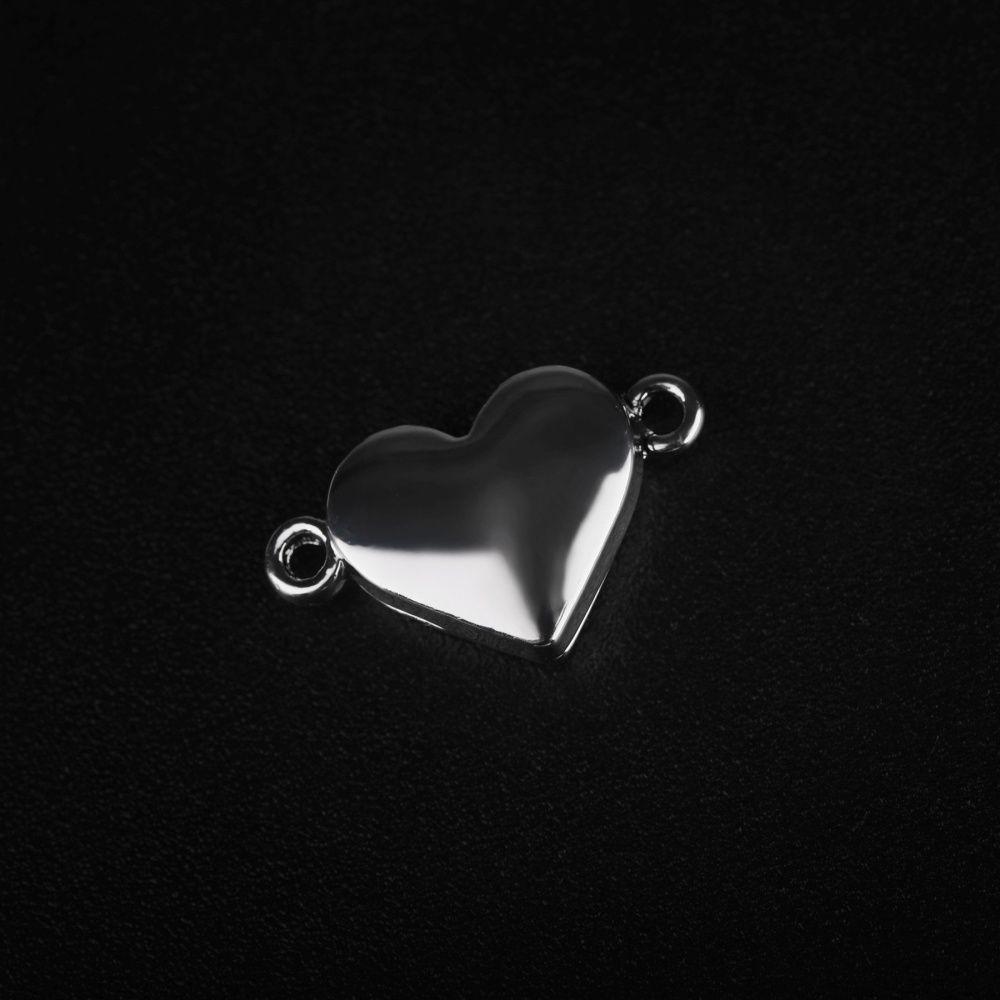 застежка магнитная "сердечко", покрытие платина, 11x18.5x5 мм