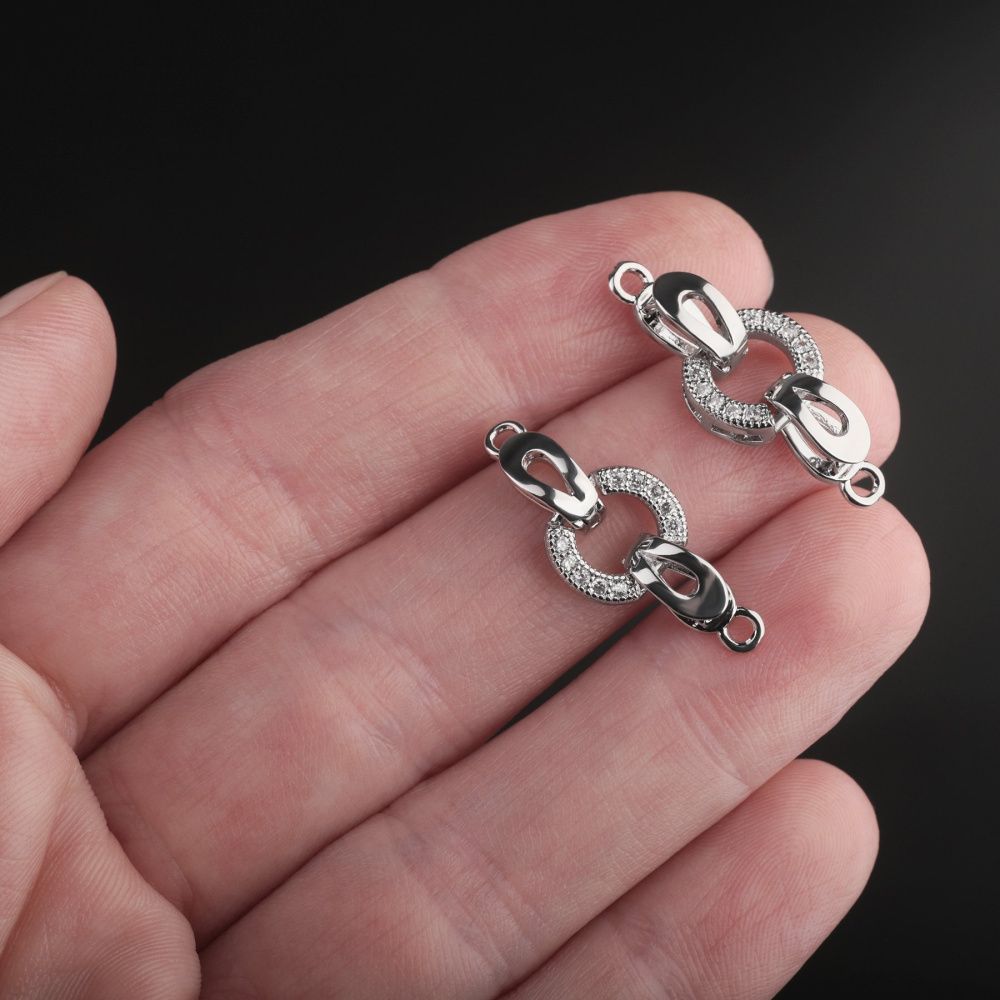 замок для украшений "фолд-ринг", покрытие платина, 25.5 мм