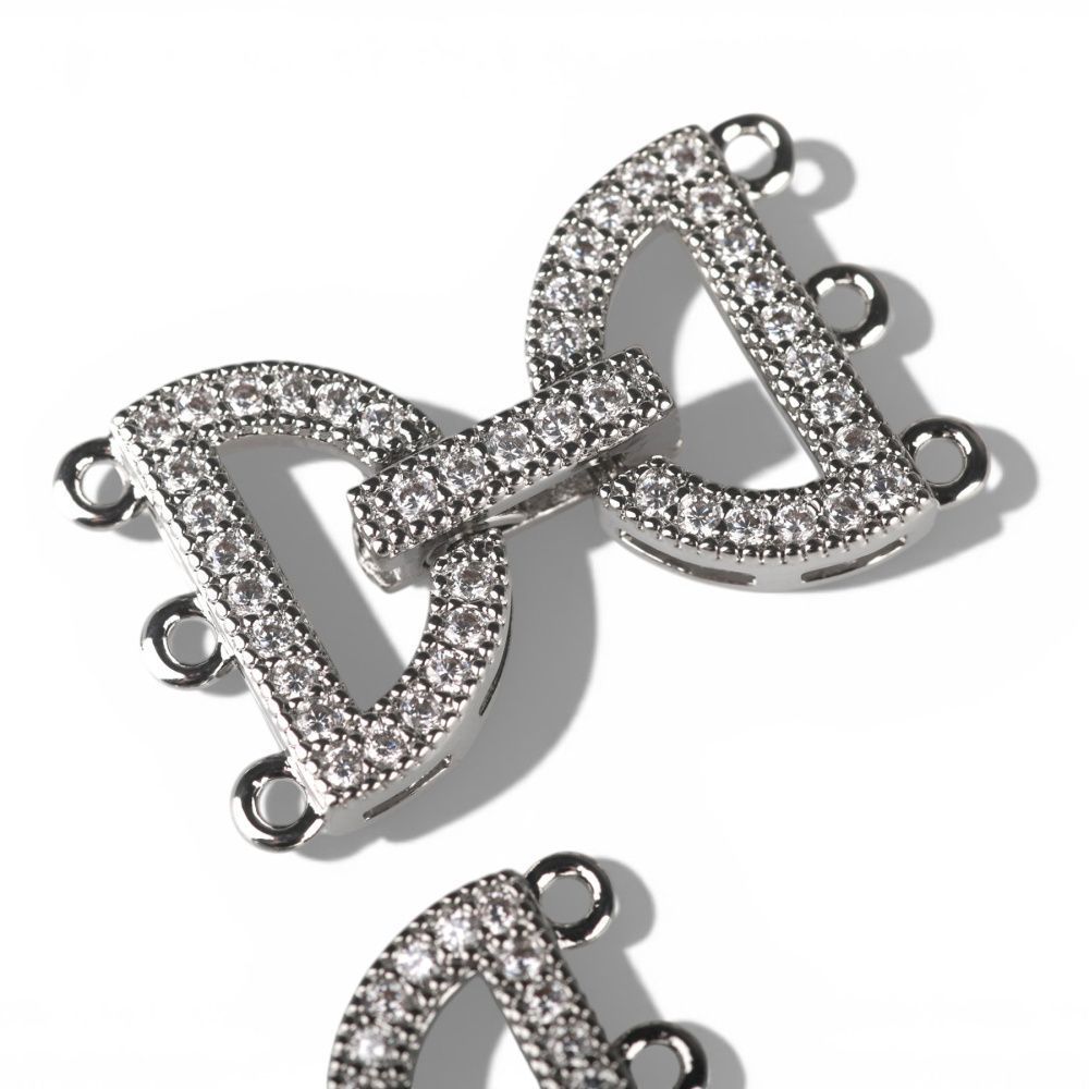 замок для украшений "арко", покрытие платина/циркон, 24 мм