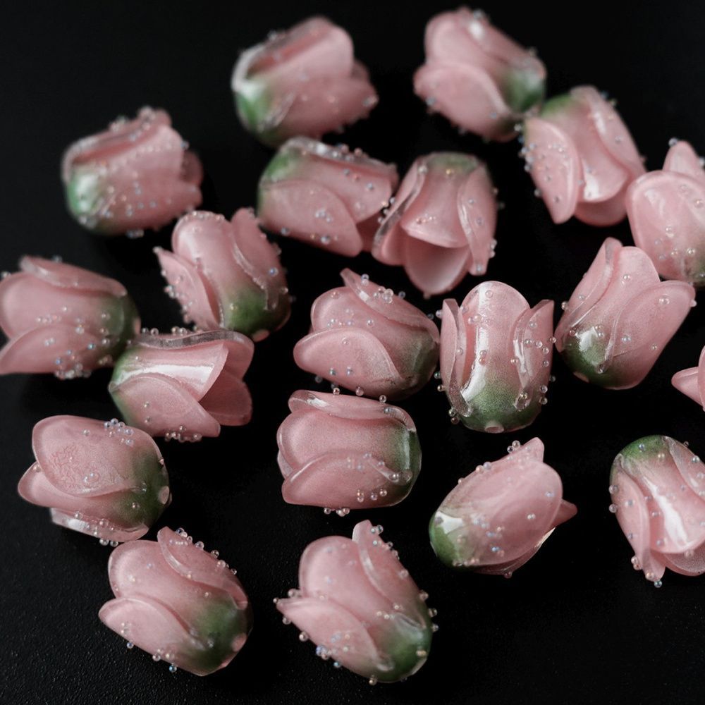 бусина, акрил "тюльпан", цвет увядшей розы, 15x13x10 мм