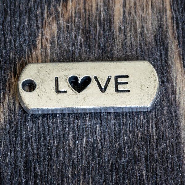 подвеска металлическая "бланк-love", цвет античное серебро, 21x8x2 мм