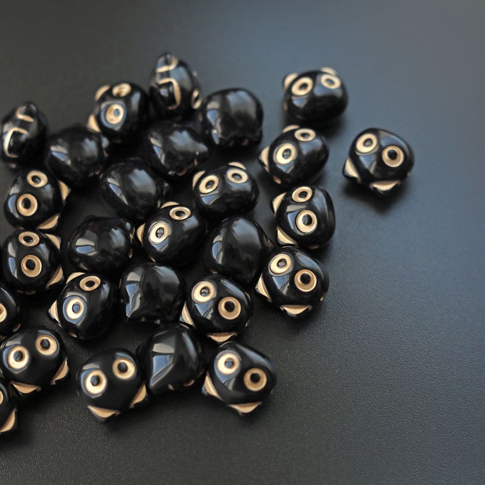 бусина, акрил "котик-антик", цвет чёрный, 12.5x13x11 мм