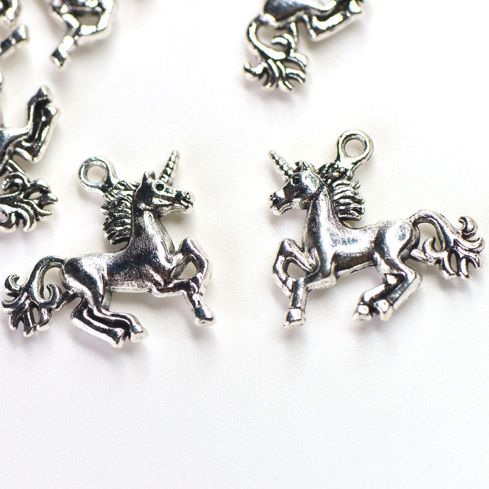 подвеска металлическая "единорог", цвет античное серебро, 22x23x4 мм