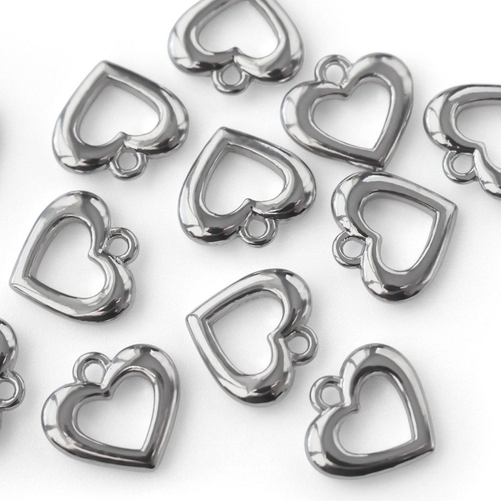 подвеска металл "сердце", цвет платина, 11x11.5x2 мм