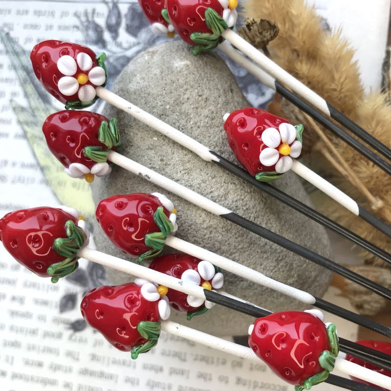 бусина, мурано "клубничка", красный, 15х14 мм